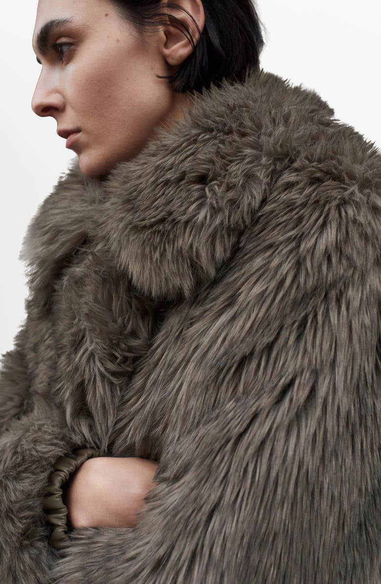 MANGO Faux Fur Front Zip Jacket, Alternate, color, Grey