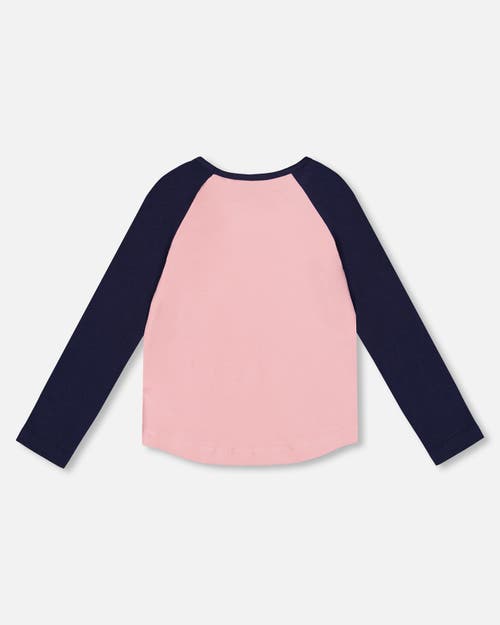 Deux Par Deux Jersey Raglan Sleeve Tee In Pink