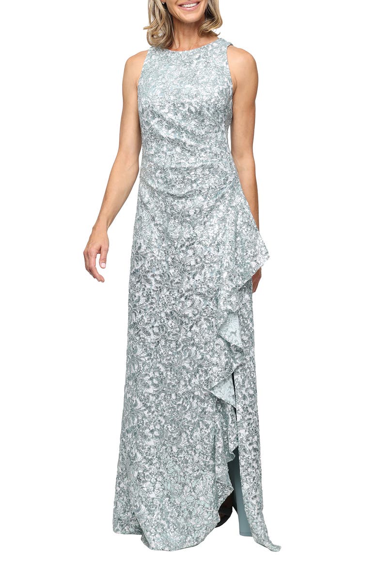Corded Lace Gown, Main, color, ICE SAGE