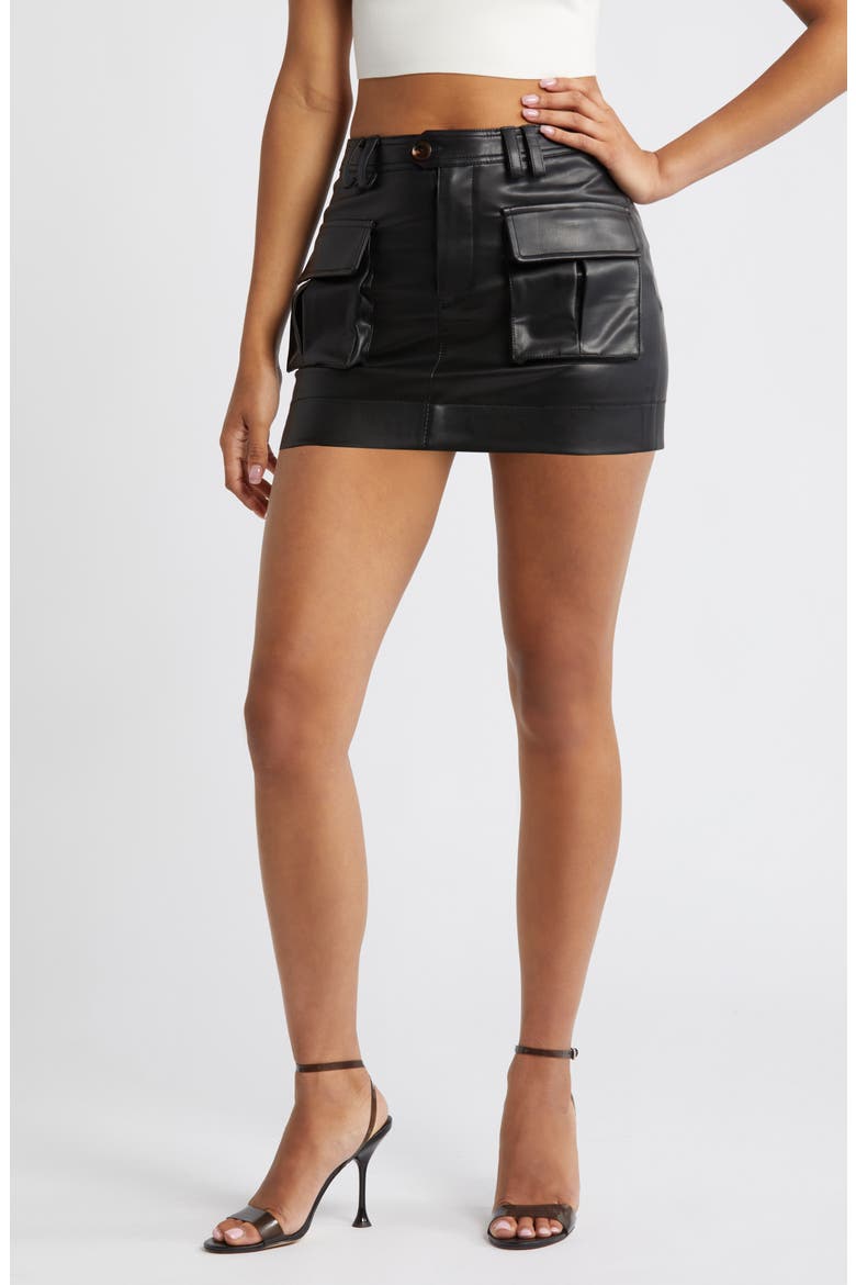 Cargo Miniskirt, Main, color, BLACK