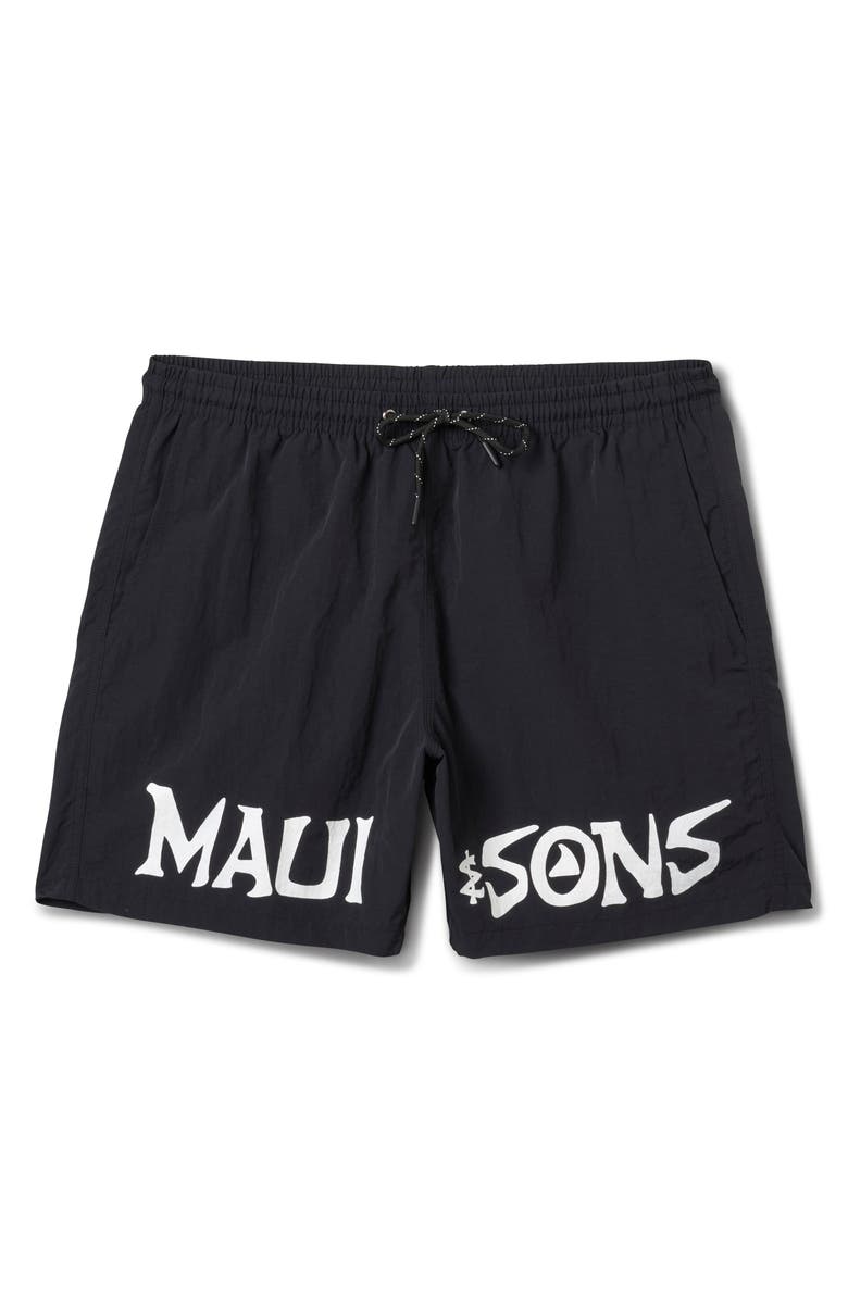 Maui & Sons Stonewave Adventure Drawstring Shorts, Main, color, Black
