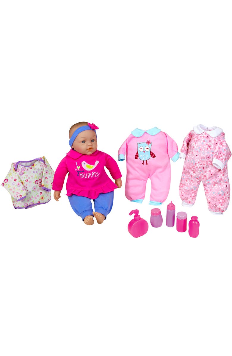 Lissi 15 Inch Talking Baby Doll Lucy Set, Pink & Blue I Love You Mummy Shirt, Main, color, Multicolored
