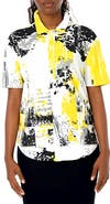 Dai Moda Clark Unity Abstract Print Short Sleeve Button-Up Shirt