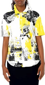 Dai Moda Clark Unity Abstract Print Short Sleeve Button-Up Shirt