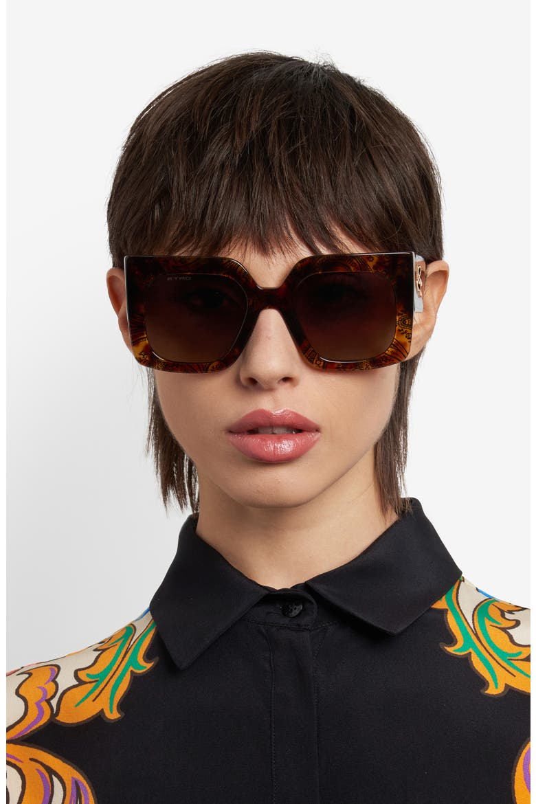 53mm Gradient Square Sunglasses, Alternate, color, HAVANA PATTERN/ BROWN SF
