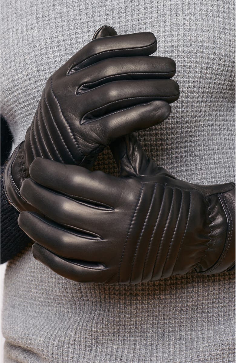 Portolano Quilted Leather Gloves, Alternate, color, Black