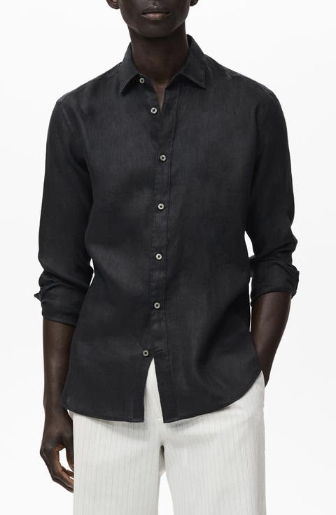 Classic Fit Linen Button-Up Shirt