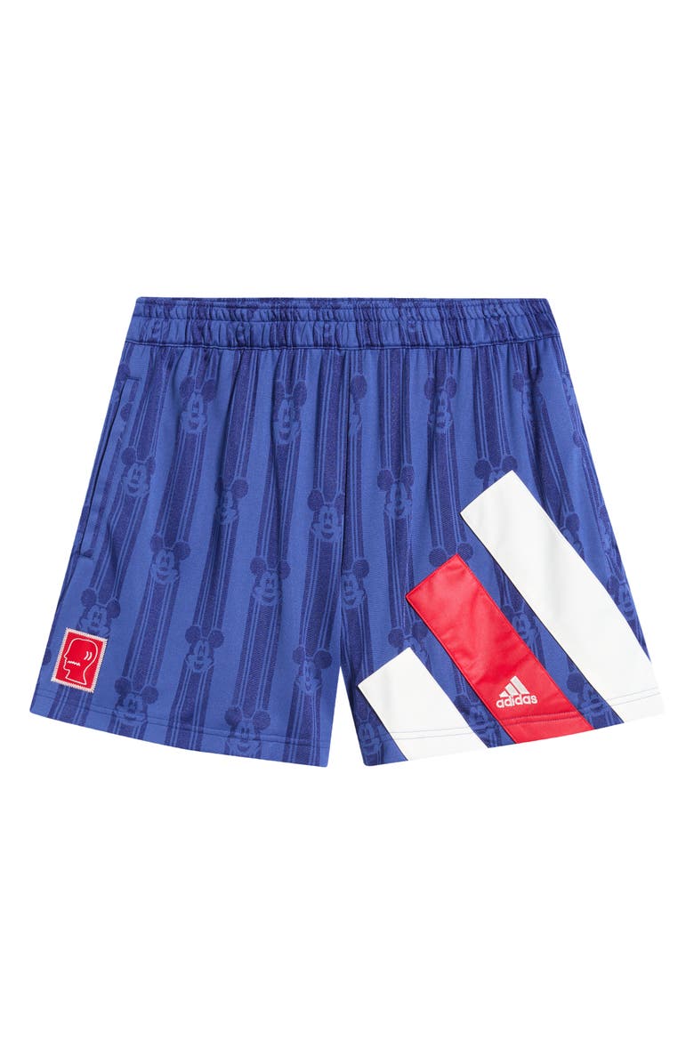 adidas Originals x Brain Dead Disney Football Shorts, Alternate, color, Victory Blue
