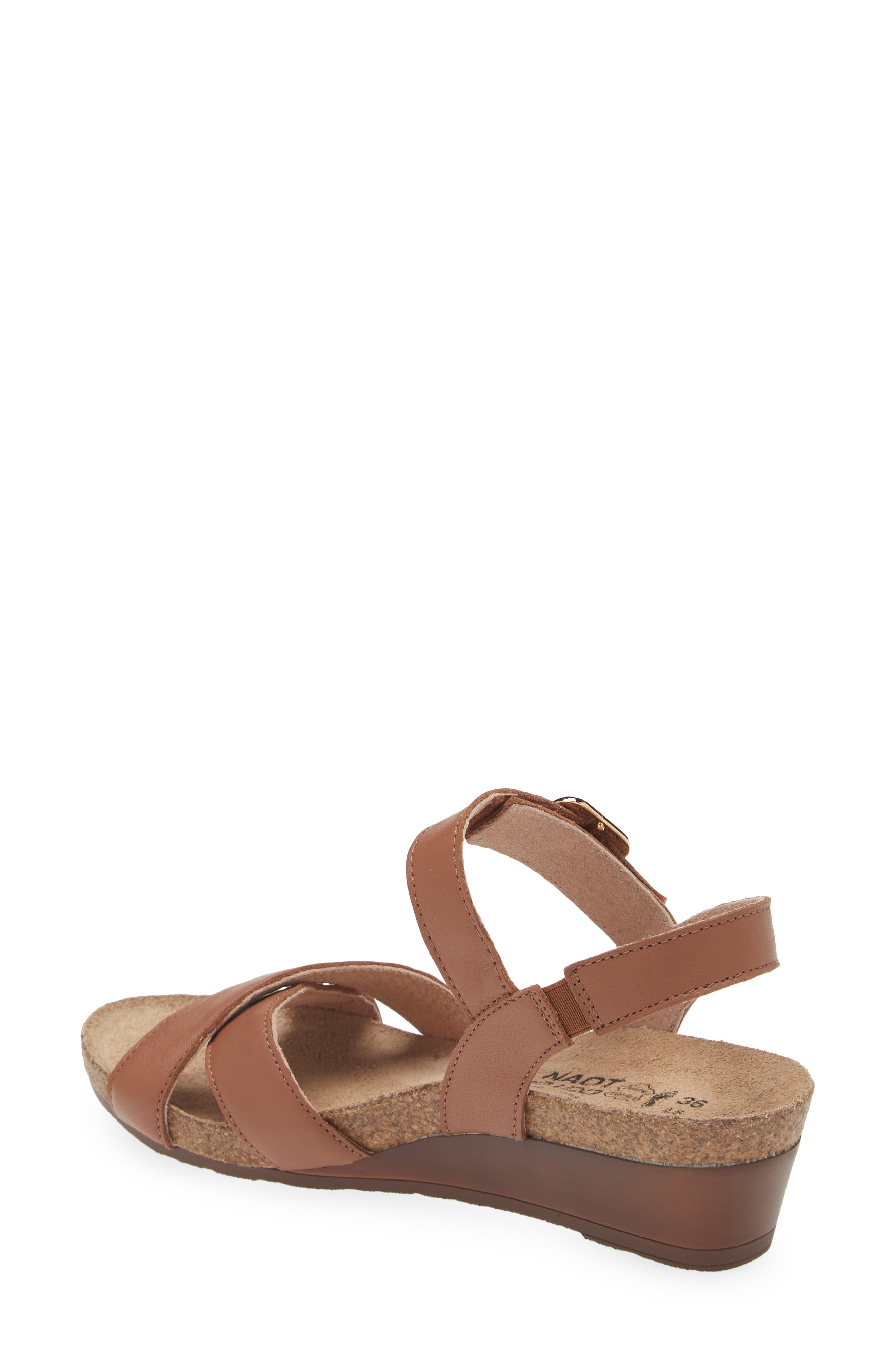Throne Wedge Sandal, Alternate, color, CARAMEL LEATHER