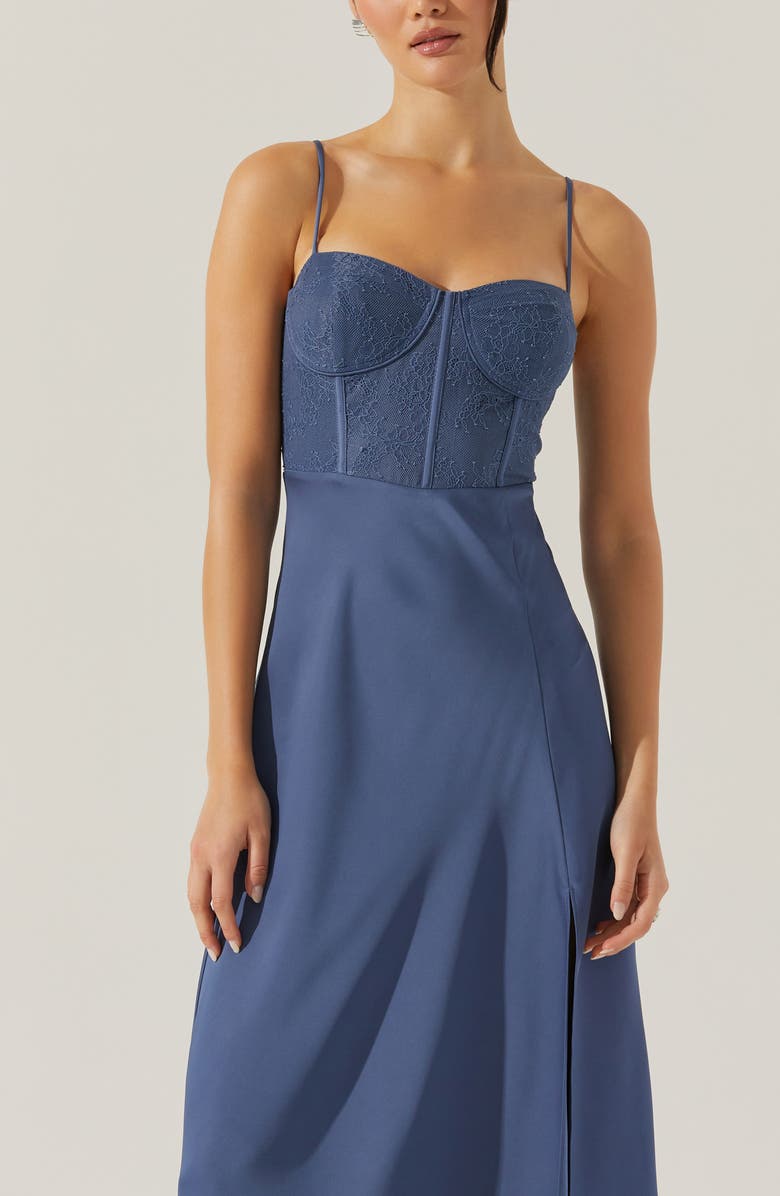 ASTR the Label Lace Bustier Sleeveless Midi Dress, Alternate, color, Blue