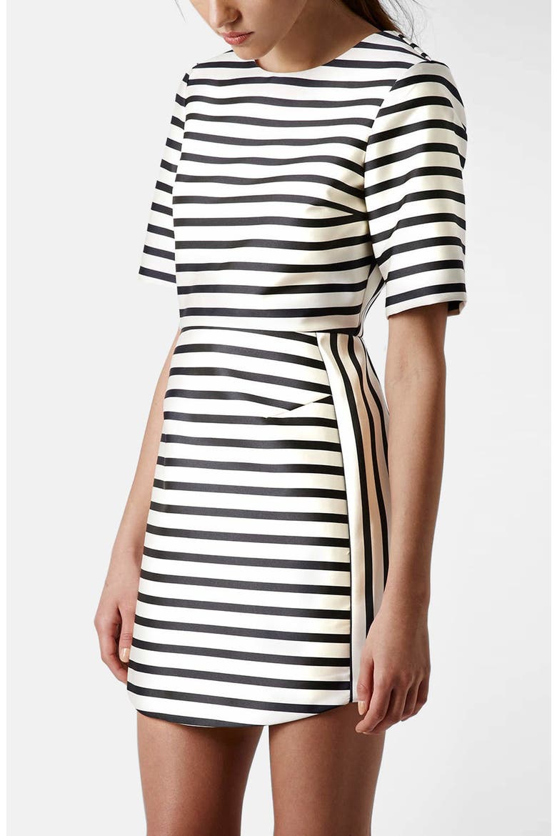 Stripe A-Line Dress, Main, color, GREY