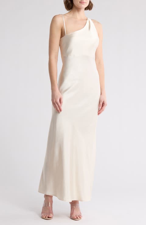 Asymmetric Bias Cut Maxi Dress