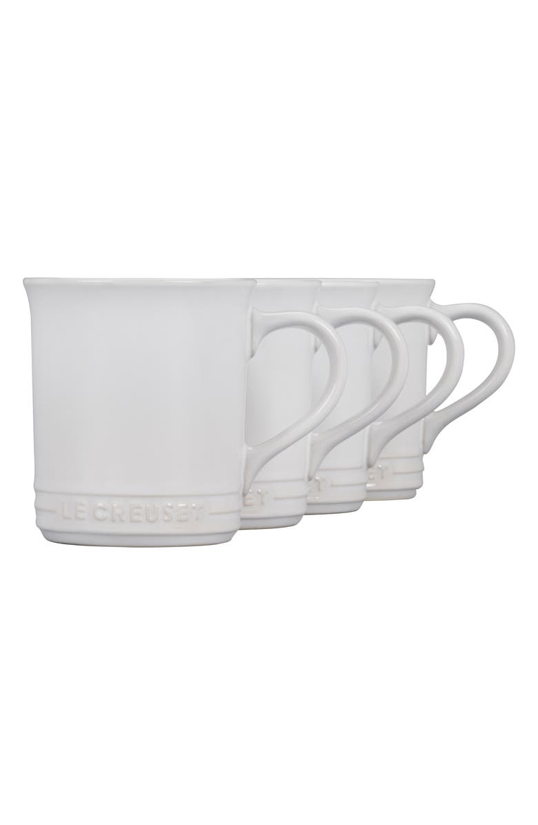 Le Creuset Set of Four 14-Ounce Stoneware Mugs, Main, color, White