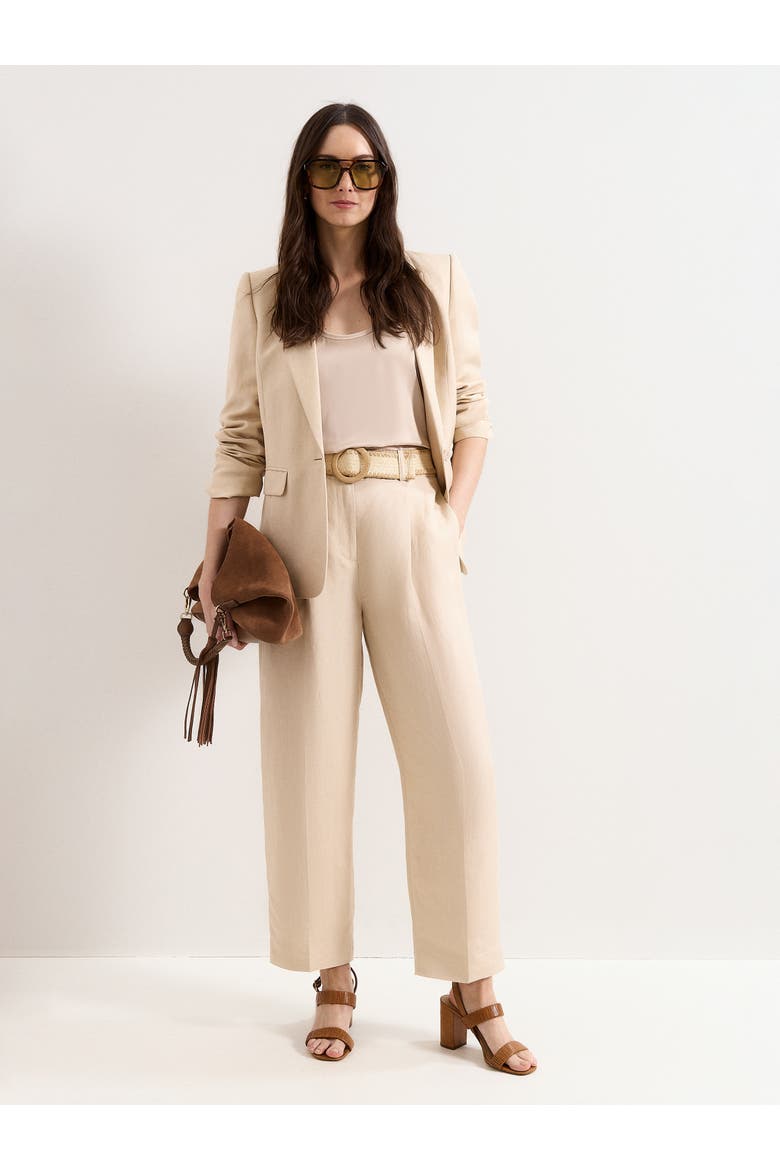 Elena Linen Blend Single Breasted Blazer, Alternate, color, Neutral