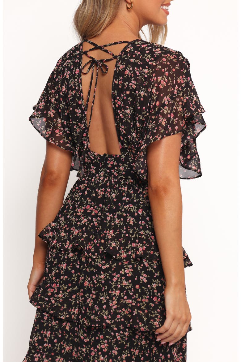 Wendi Print Tiered Maxi Dress, Alternate, color, BLACK FLORAL