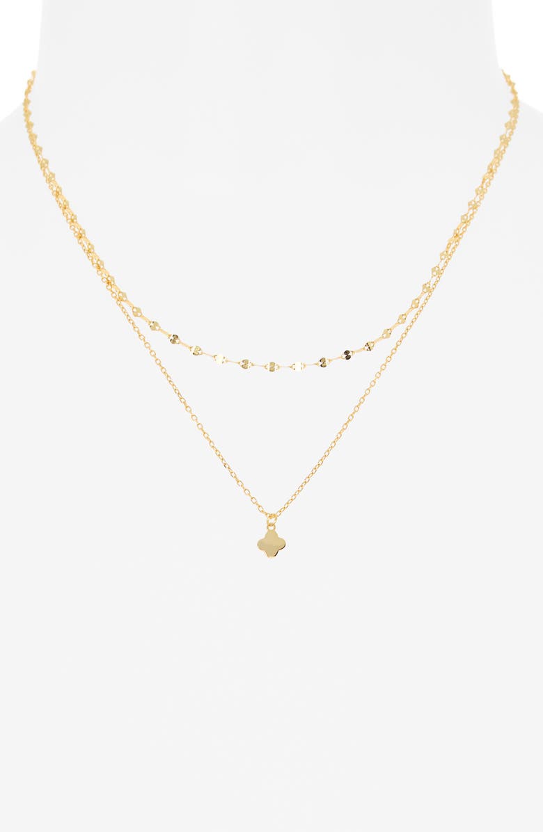 Argento Vivo Sterling Silver Layered Clover Necklace, Alternate, color, Gold