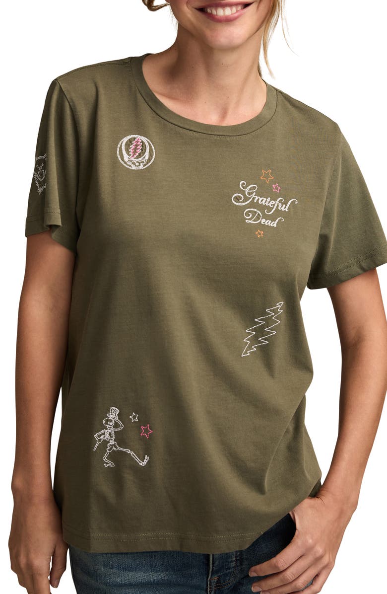 Lucky Brand Grateful Dead Embroidered Cotton T-Shirt, Alternate, color, Cypress