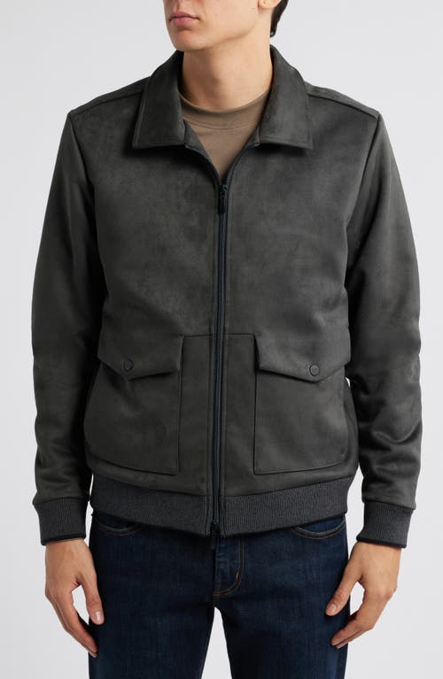 Robert Barakett Lachine Faux Suede Pilot Jacket In Charcoal