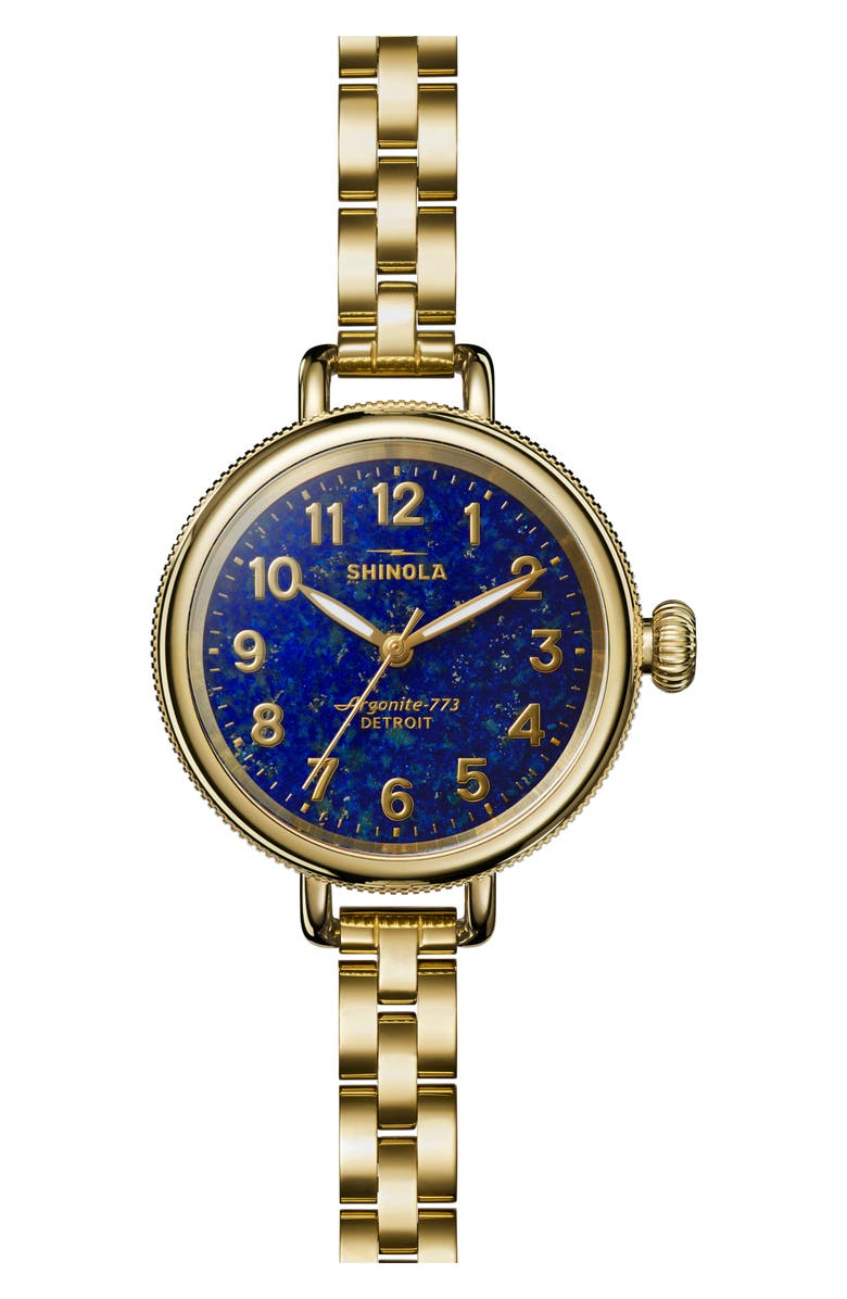 Shinola Birdy Lapis Lazuli Bracelet Watch, 34mm, Main, color, Lapis