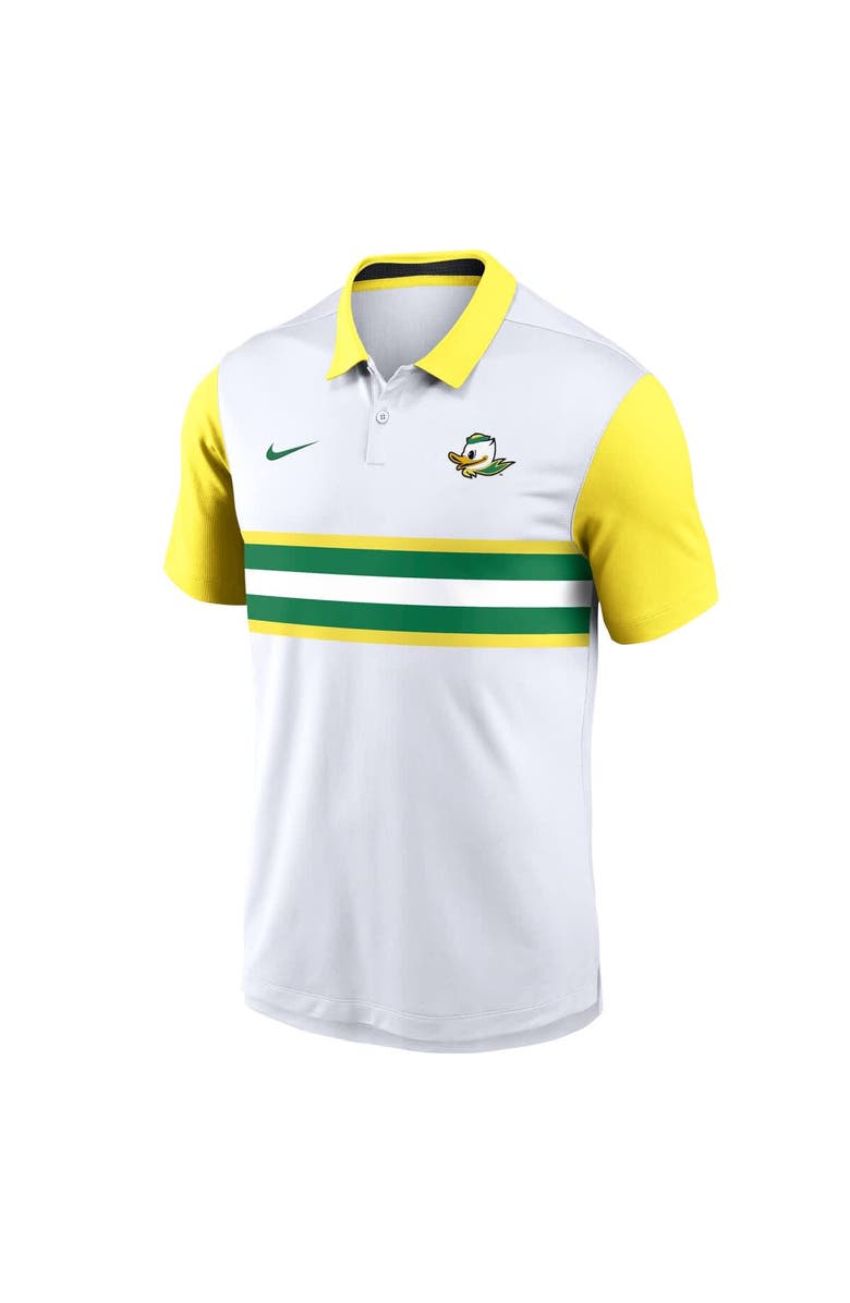 Nike Men's Nike White/Yellow Oregon Ducks Athletic Prep Alt Logo Vapor Performance Polo, Alternate, color, White