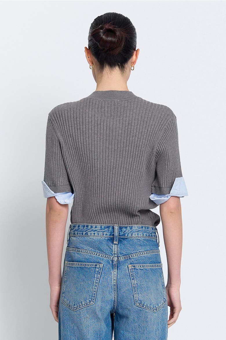 Sienna Shirt Cuff Sweater, Alternate, color, GREY