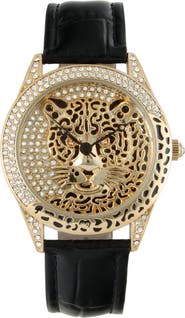 Peugeot Coutoure Leopard Leather Strap Watch- 40MM
