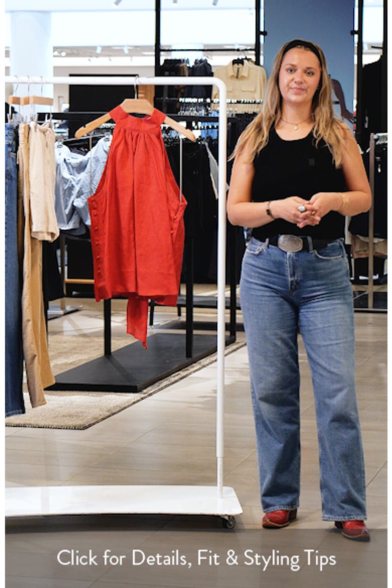 Andi Sleeveless Linen Mock Neck Top video