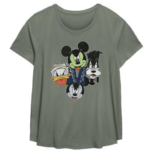 Mickey & Friends Halloween Group Faces  Graphic T-shirt In Green