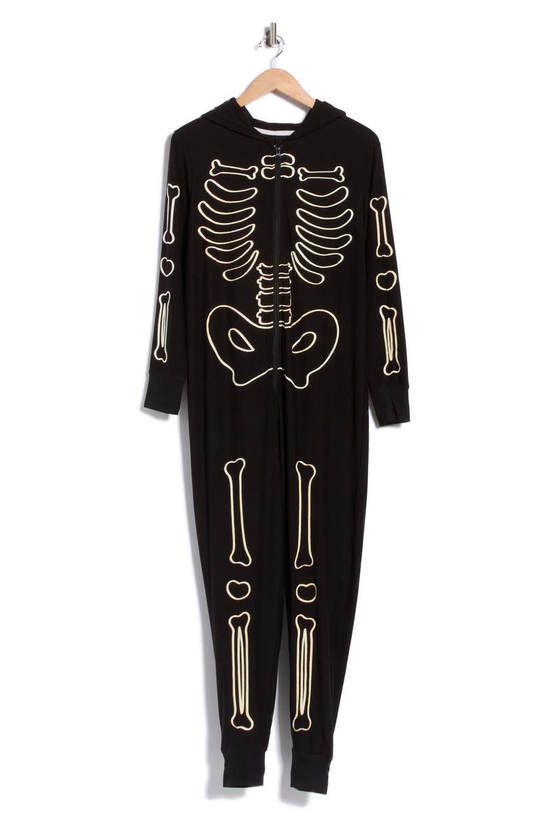 Glow in the Dark One-Piece Pajamas, Main, color, SOLIID BLACK SOOT