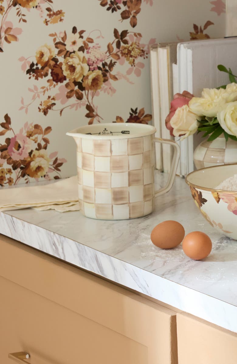 MACKENZIE CHILDS Mocha Check Enameled Steep 7-Cup Measure, Alternate, color, Mocha