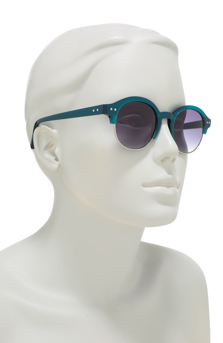 Isaac Mizrahi New York 49mm Round Sunglasses, Alternate, color, Green/Gray