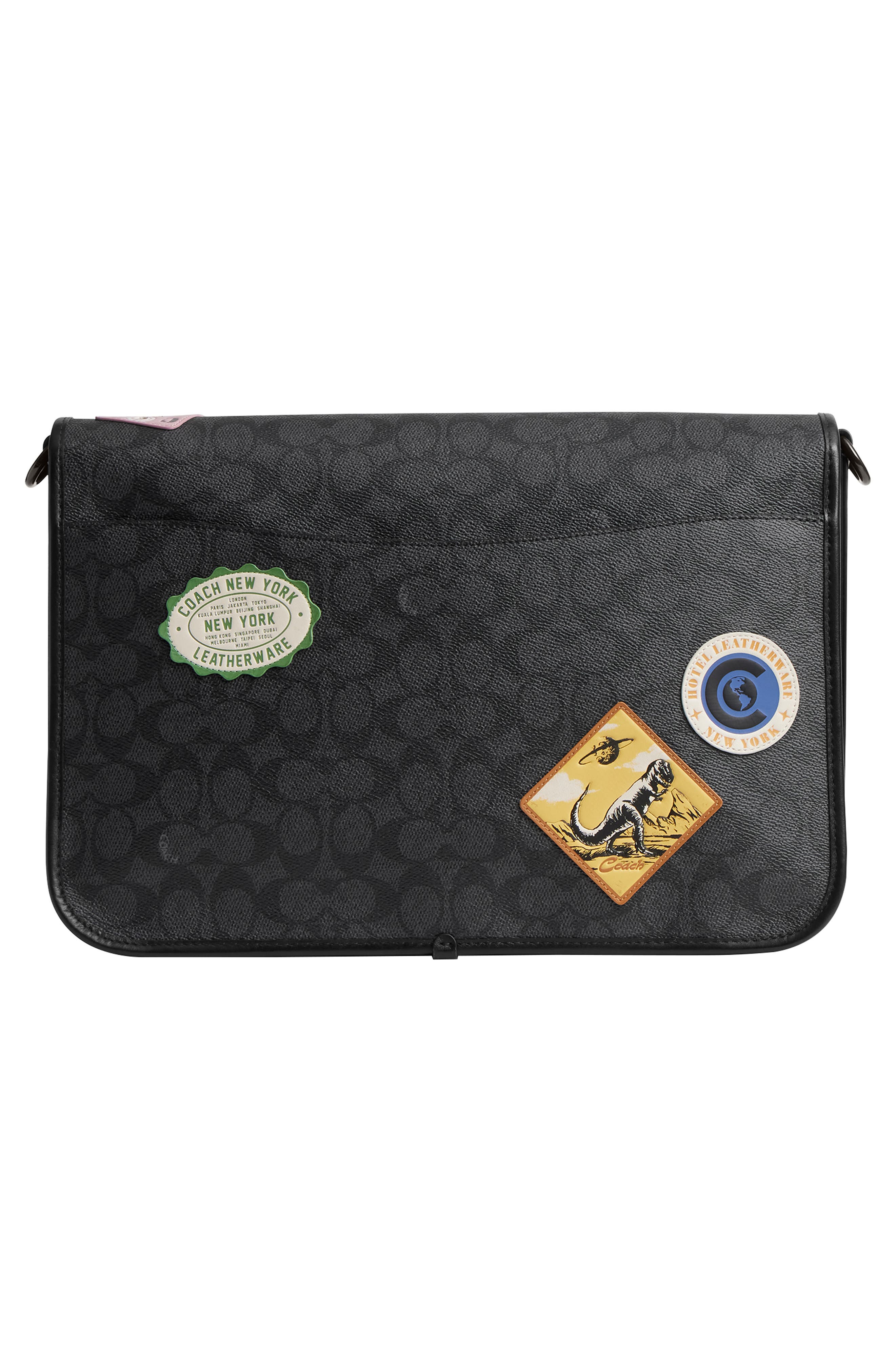 COACH HItch Patch Embellished Signature Coated Canvas Messenger Bag, Alternate, color, 