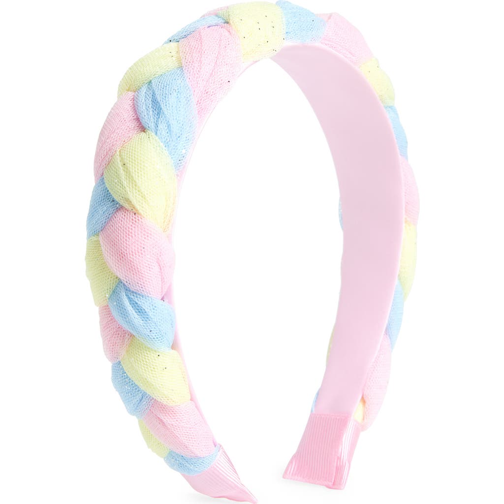 Cara Braided Pastel Headband In Pink Multi