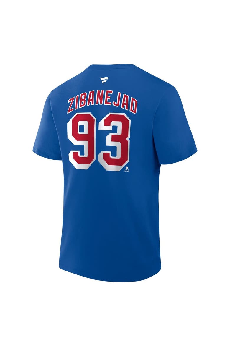 Men's Fanatics Mika Zibanejad Blue New York Rangers Authentic Stack Name & Number T-Shirt, Alternate, color, Blue