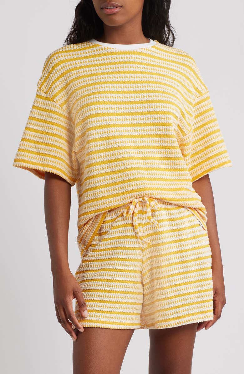 Topshop Stripe Oversize Cotton Blend T-Shirt, Main, color, Orange