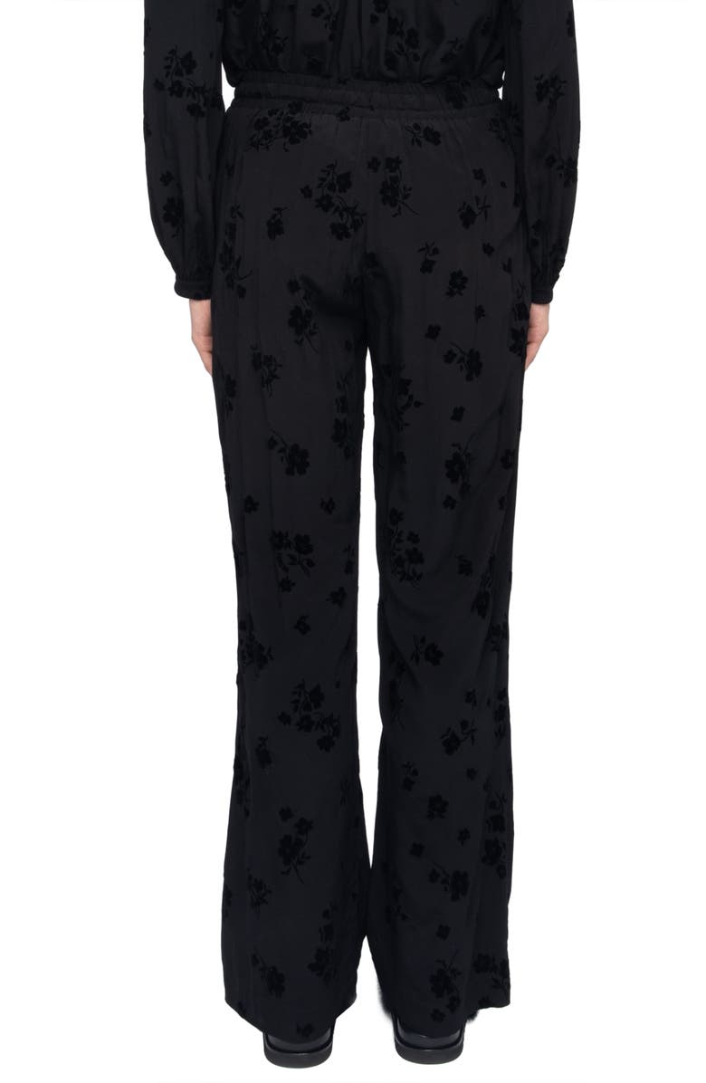 Zadig & Voltaire Poma Floral Satin Drawstring Waist Pants, Alternate, color, Black