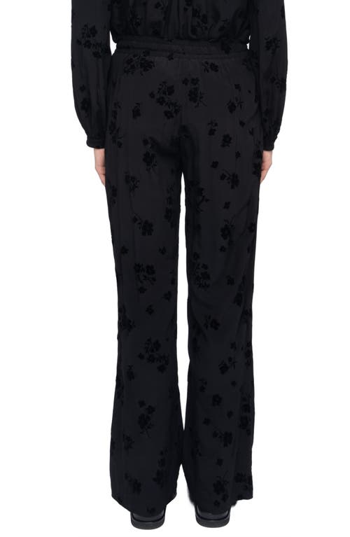 Zadig & Voltaire Poma Floral Satin Drawstring Waist Pants In Black