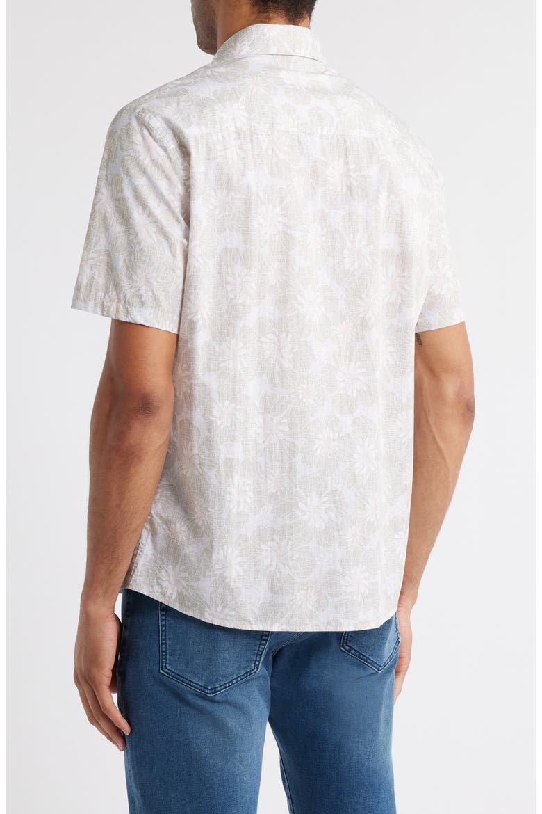 Floral Short Sleeve Button-Up Shirt, Alternate, color, TAN