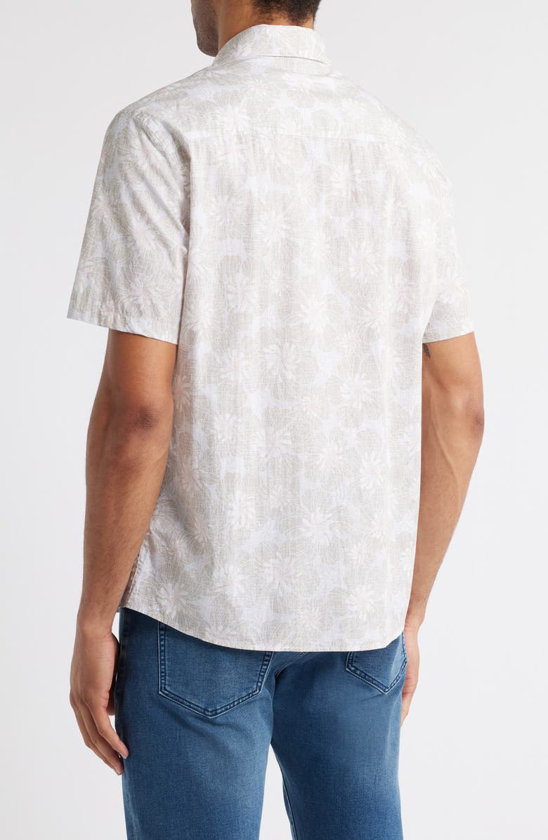 Robert Barakett Floral Short Sleeve Button-Up Shirt, Alternate, color, Tan