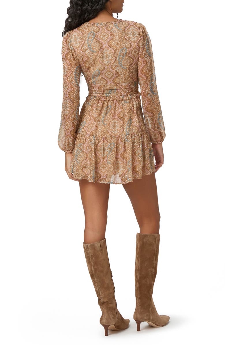 PAIGE Florentine Print Long Sleeve Silk Blend Minidress, Alternate, color, Honey Multi