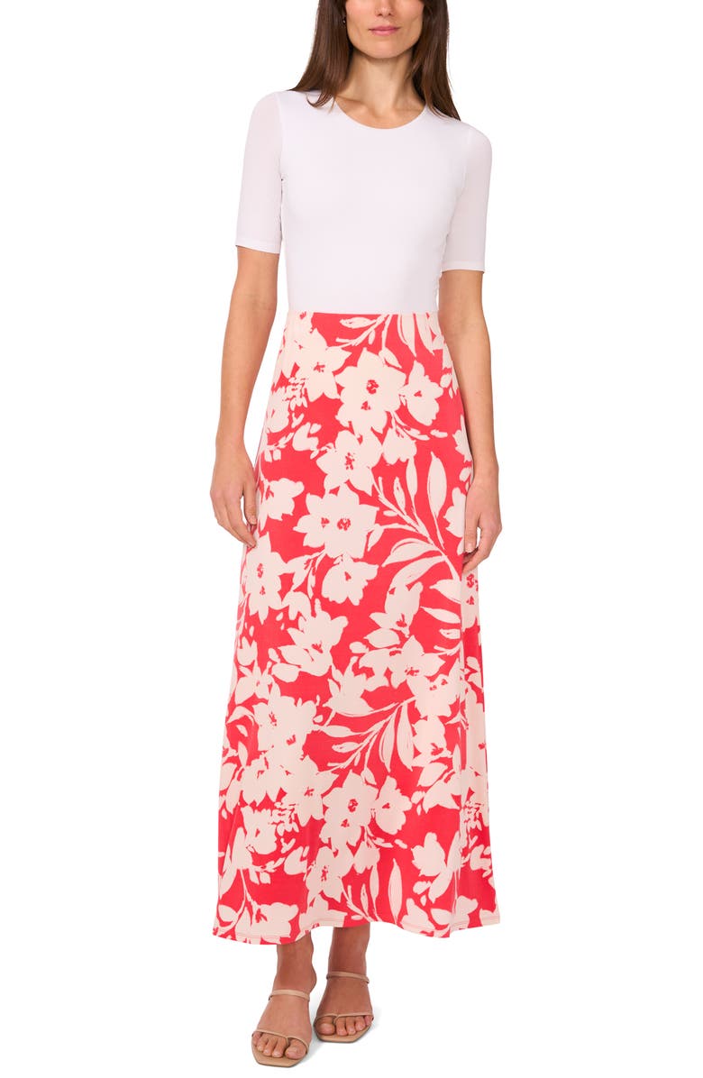 Vince Camuto Floral Pull-On Midi Skirt, Alternate, color, 