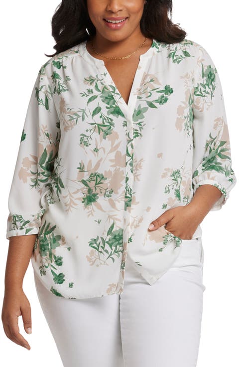 Semisheer Pintuck Blouse (Plus Size)