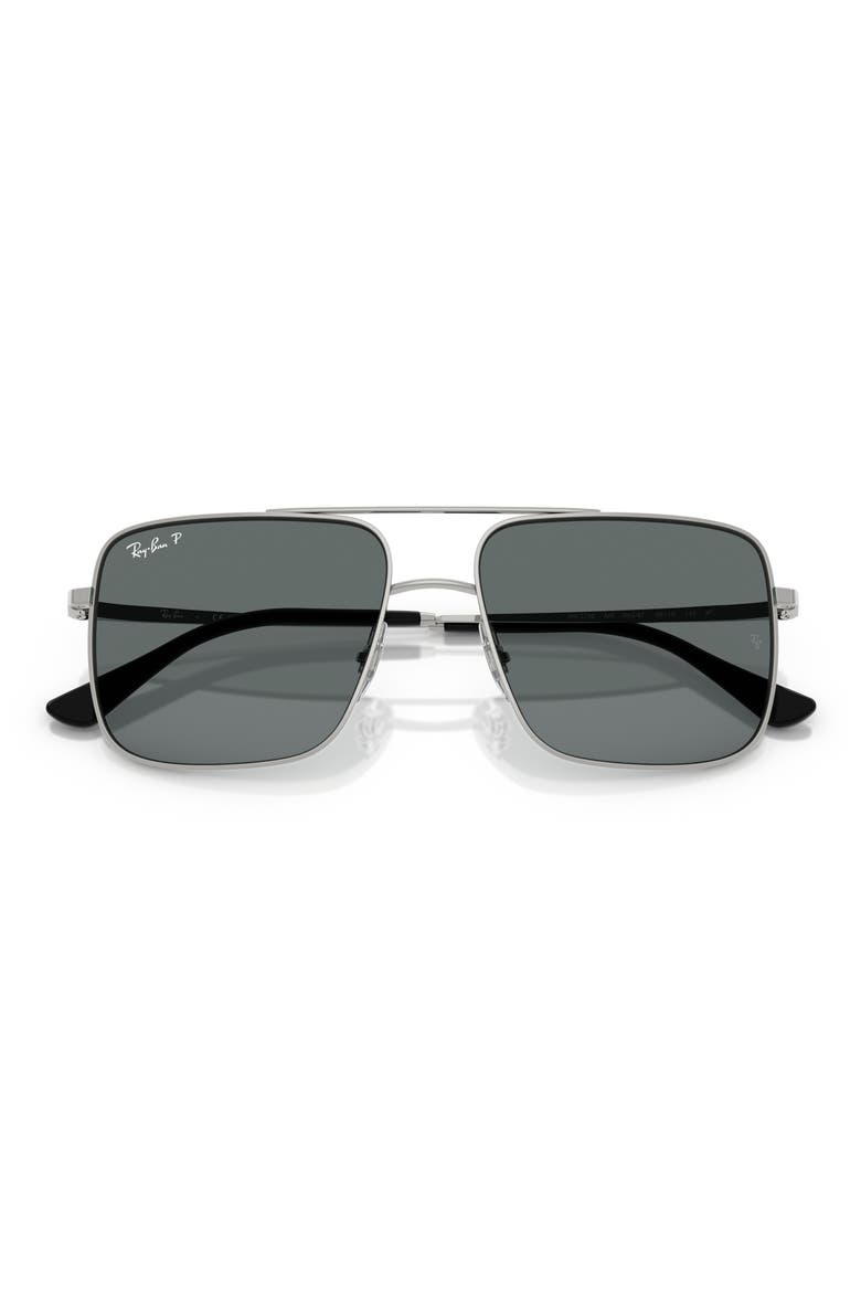 Ari 54mm Polarized Navigator Sunglasses, Alternate, color, SILVER / DARK GREY POLAR