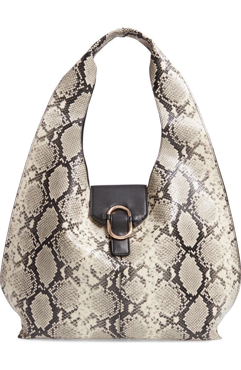 Topshop Haya Faux Snakeskin Hobo Bag, Main, color,