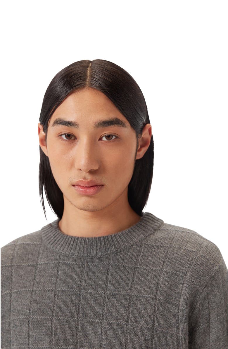 GOBI Mongolian Cashmere Square-Patterned Cashmere Sweater, Alternate, color, Dim Gray