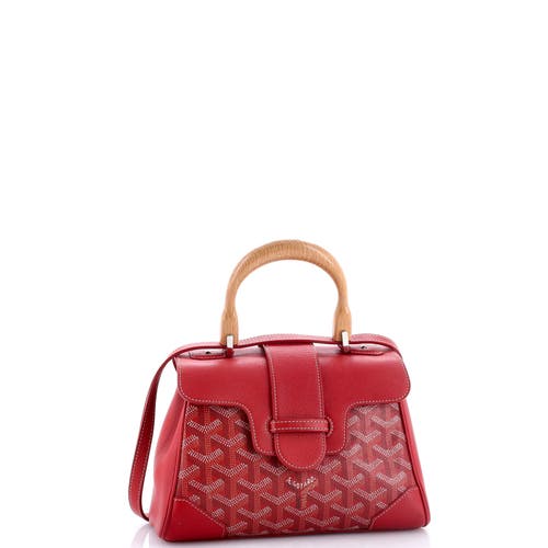 Pre-owned Goyard Goyard Saigon Top Handle Bag Coated Canvas With Leather Mini In Red