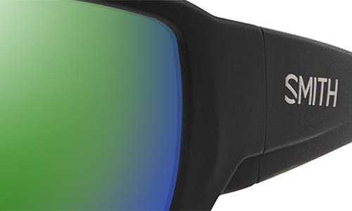 Smith Guide's Choice 62mm Polarized Oversize Wraparound Sunglasses In Black/chromapop Glass Green