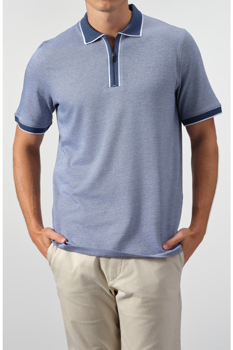 Quarter Zip Knit Polo, Main, color, STEEL BLUE
