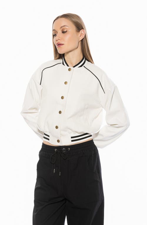 Alexia Admor Ciela Varsity Bomber Jacket In White