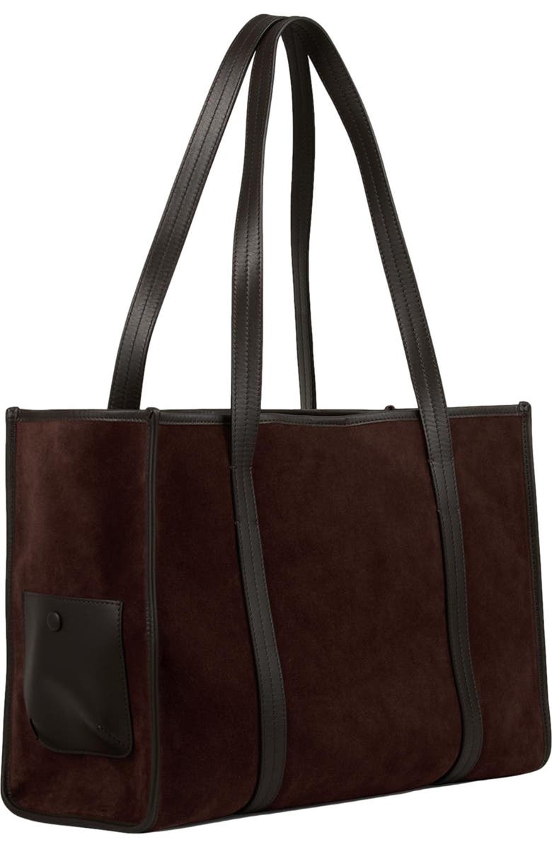 SANDRO Soft suede shopping bag, Alternate, color, Mahogany